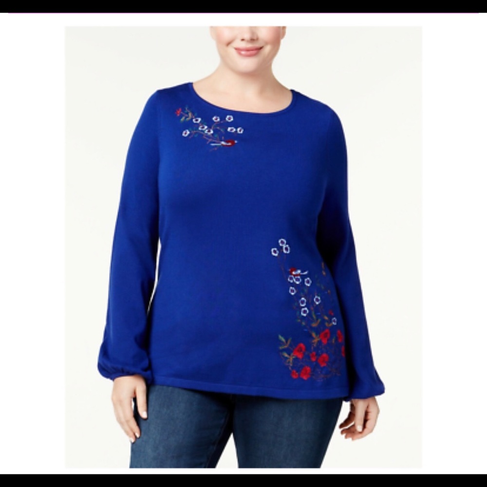 Charter Club Bright Sapphire Embroidered blouse